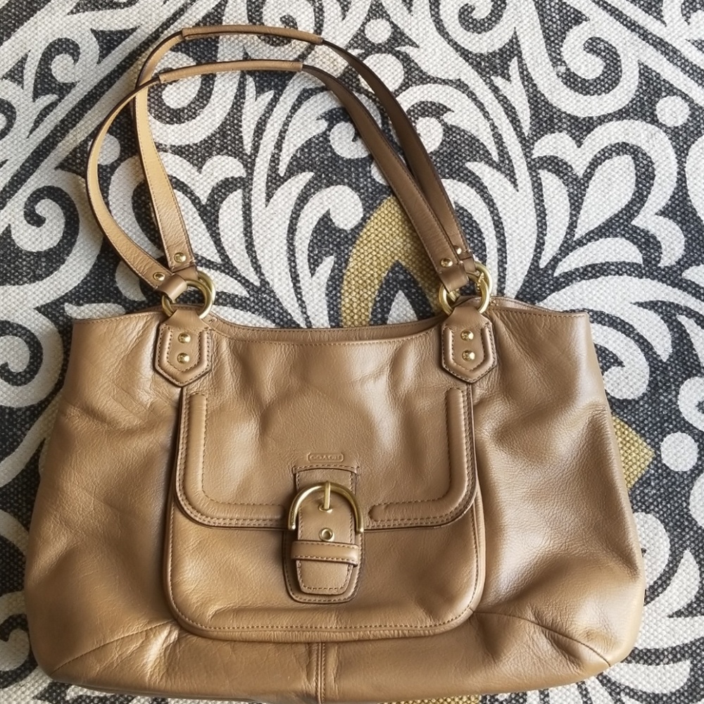 Coach Tan Taupe Leather Campbell Belle Tote
